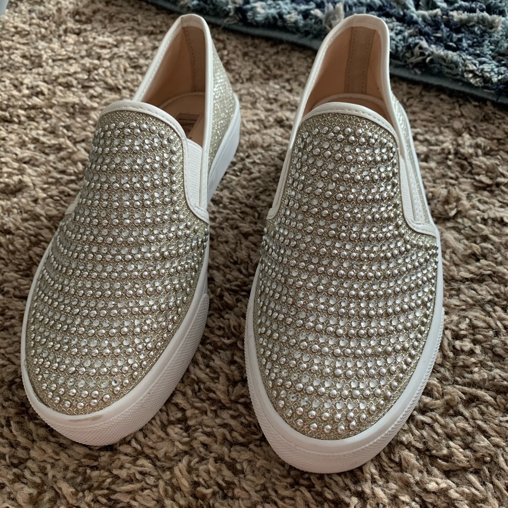 INC glitter slip on shoes